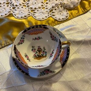 Elegant Floral Teacup and Saucer Set